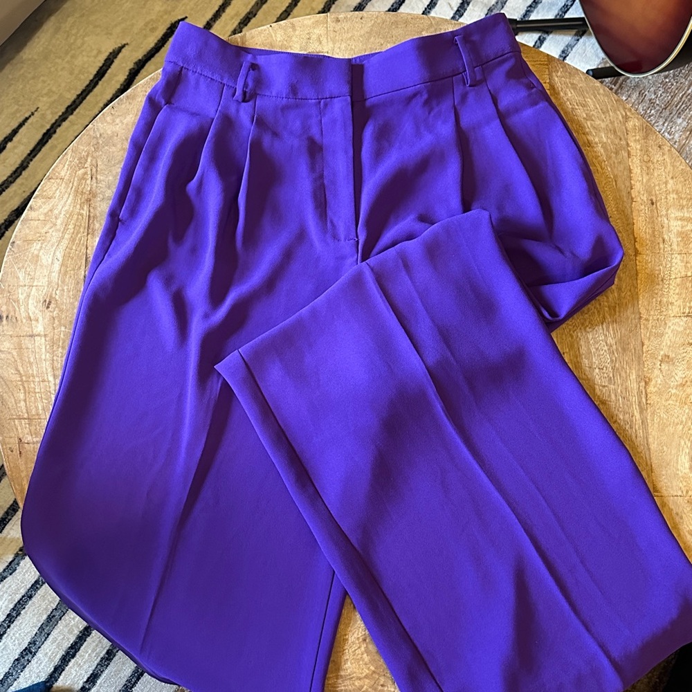 High-Waist Wide Leg Women's Pants in Vibrant Purple